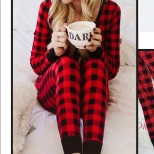 Victoria’s Secret Pink Onesie Romper  M Red & Black Gingham